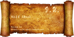 Volf Ubul névjegykártya